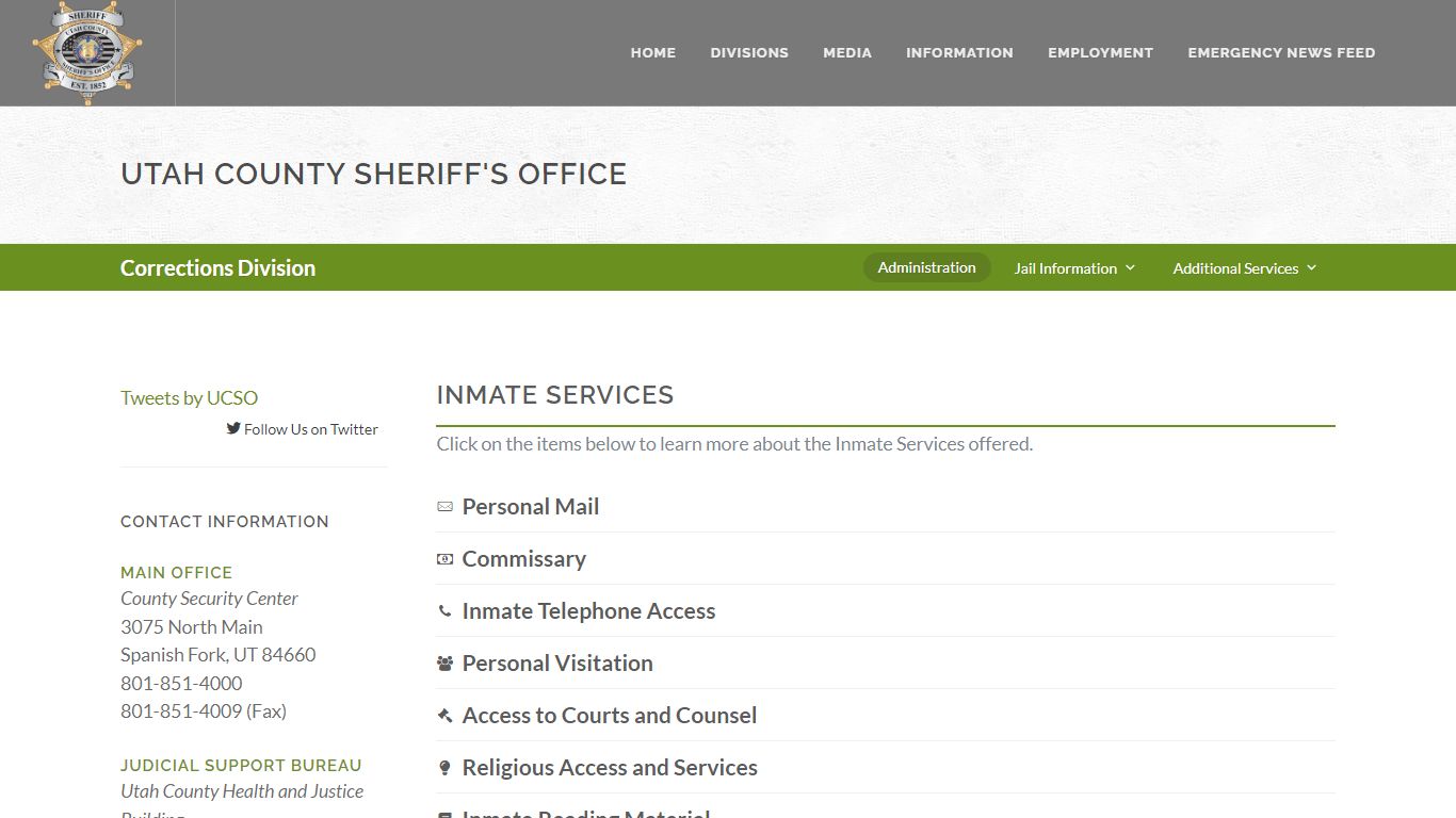 Utah County Sheriff's Office Inmate Services