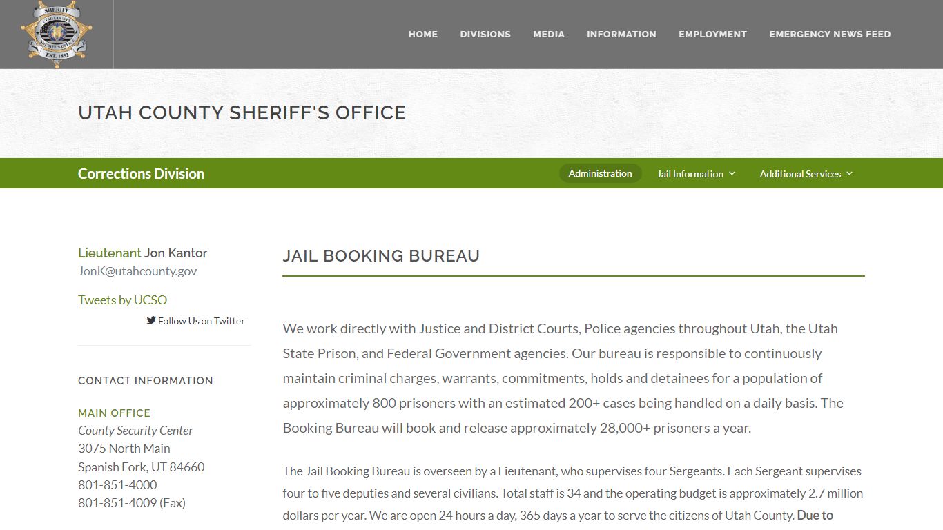 Utah County Sheriff's Office Booking